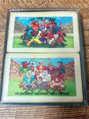 Vintage Southwest Conference Playing Cards Set of 2 UT A&M Rice TCU Baylor Tech